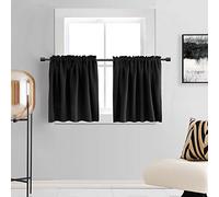 DONREN Lot de 2 Rideaux occultants à Isolation Thermique avec Passe-Tringle pour Chambre d'enfant - 91,4 cm de Long - Noir - 76,2 cm de Large x 91,4 cm de Long
