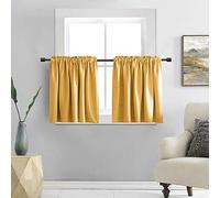DONREN Lot de 2 Rideaux occultants pour Petite fenêtre avec Passe-Tringle, 76,2 cm, Jaune doré
