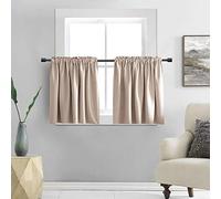 DONREN Lot de 2 Rideaux occultants pour Petites fenêtres - Rideaux d'armoire pour Cuisine avec Passe-Tringle (Taupe Chaud, 76 x 91 cm de Long)