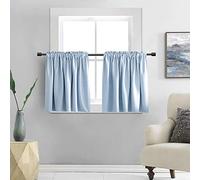 DONREN Paire de Rideaux Courts à Isolation Thermique pour Cuisine, sous-Sol, Salle de Bain, 61 x 61 cm, Bleu Ciel