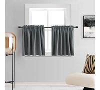 DONREN Petits Rideaux occultants à Isolation Thermique pour Salle de Bain et Chambre à Coucher avec Passe-Tringle (76,2 x 91,4 cm de Long, 2 Panneaux)
