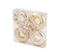 Donut de Noël en plastique pour décoration à suspendre au sapin (doré)
