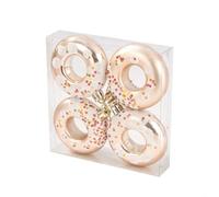 Donut de Noël en plastique pour décoration à suspendre au sapin (rose doré)