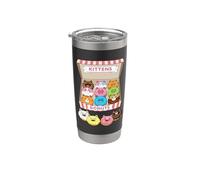 Donuts pour chatons, donuts, pâtisserie, amoureux des chats, chatons mignons Gobelet isotherme en acier inoxydable double paroi