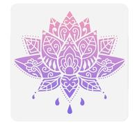 DOODLREAM Lotus Mandala Pochoir pour Peinture Plastique Réutilisable 30x30cm
