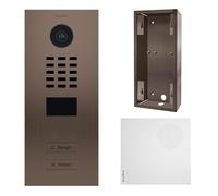 DoorBird - Kit D2102BV + A1061W + sup-D2102BV-D2103BV - portier vidéo IP 2 Sonnettes Bronze + Carillon et Support