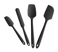 Doosu Spatule Silicone Maryse de Cuisine, Résistant à 315°C, 4 Pièces, Noir | Grattoir pâtisserie professionnel, tartiner souple, plate dur à racler, sans BPA pour mélanger,gratter,cuire,remuer et servir