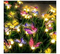 DooYard Lot de 4 lampes solaires de jardin, lampes d'extérieur en forme de papillon, lumières décoratives pour cour, patio, allée, plus grand panneau solaire et meilleur effet de balancement