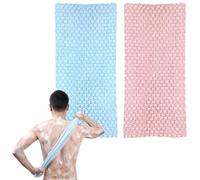 DOPENSPI Lot de 2 serviettes de douche exfoliantes extra longues, 100 x 25 cm, filet exfoliant, éponge de bain, filet de lavage, long gant de toilette en nylon, serviette pour enlever la peau morte