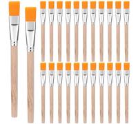 DOPENSPI Lot de 24 pinceaux plats, petits pinceaux plats en bois, pinceaux aquarelle, petits pinceaux d'artiste avec manche en bois, pinceaux acryliques pour débutants, artistes et amateurs de
