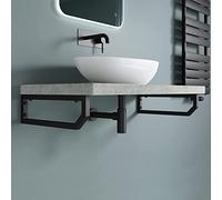 doporro 1 Équerre de Fixation Plan de Toilette Étagère Tablette Murale | Noir, 40x2,5x15cm, Acier Inoxydable, Installation Murale, Porte-Serviette, WH03