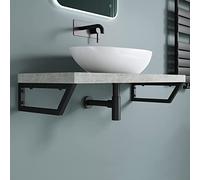 doporro 1 Pièce Équerre de Fixation Noir Plan de Toilette Étagère Tablette Murale Porte-Serviette en Acier Inoxydable 48x2,5x15cm WH04