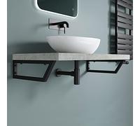 doporro 2 Pièces Équerre de Fixation Noir Plan de Toilette Étagère Tablette Murale Porte-Serviette en Acier Inoxydable 48x2,5x15cm WH04