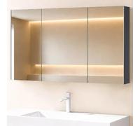 Sogood doporro Armoire Murale Salle de Bains avec Miroir 120x15x70cm | Placard de Rangement, Étagères Réglables, Anthracite Mat, en Bois, Spiegelschrank02