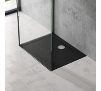 doporro Bac à douche 70x90 Receveur de Douche Antiglisse Rectangulaire Noir Lucia02AR 70x90x4 +Bonde AL02