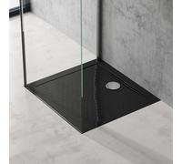 doporro Bac à douche 75x80 Receveur de Douche Antiglisse Rectangulaire Noir Lucia02AR 75x80x4 +Bonde AL01