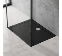 doporro Bac à Douche 75x90 Receveur de Douche Antiglisse Rectangulaire Noir Lucia02AR 75x90x4cm