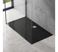doporro Bac à Douche 80x140 Receveur de Douche Antiglisse Rectangulaire Noir Lucia02AR 80x140x4cm