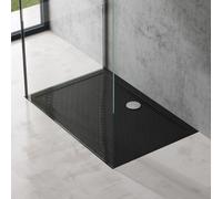 doporro Bac à Douche 90x140 Receveur de Douche Antiglisse Rectangulaire Noir Lucia02AR 90x140x4cm