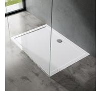 doporro Bac à Douche Antiglisse Receveur de Douche + Bonde AL01 Rectangulaire Blanc Acrylique Faro2 70x90x4cm
