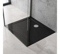 doporro Bac à Douche Antiglisse Receveur de Douche Rectangulaire Noir Acrylique Faro2 80x90x4cm