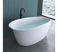 doporro Baignoire Îlot Ovale 175cm Blanc Vicenza906 en Résine avec Bonde 175x81x73cm