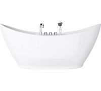 doporro Baignoire îlot ovale 180cm blanc Vicenza603 pour salle de bains acrylique avec bonde et robinetterie 180x80x80cm