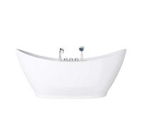 doporro Baignoire îlot ovale 180cm blanc Vicenza603 pour salle de bains acrylique avec bonde et robinetterie 180x80x80cm