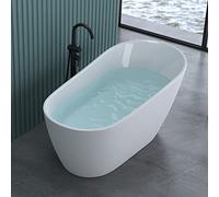 doporro Baignoire îlot Ovale pour Salle de Bain 160cm Blanc Vicenza528OA Acrylique avec Bonde et trop plein 160x80x72cm