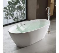 doporro Baignoire îlot Ovale pour Salle de Bain 170cm Blanc Vicenza599 Acrylique avec Bonde et Trop Plein 170x79x56cm