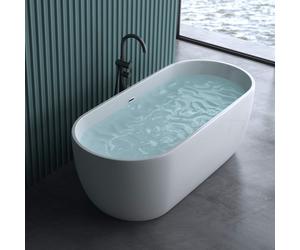 doporro Baignoire îlot Ovale pour Salle de Bain avec trop plein 170cm Blanc Vicenza518 Acrylique 170x78x60cm