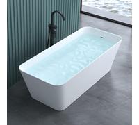 doporro Baignoire îlot rectangulaire 170cm blanc mate Vicenza901 en résine 170x50x58