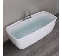 doporro Baignoire îlot rectangulaire 170cm blanc Vicenza612MA pour salle de bain acrylique avec bonde et robinetterie 170x80x58cm