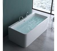 doporro Baignoire îlot rectangulaire 180cm blanc pour salle de bains Vicenza601 avec bonde et robinetterie 180x80x57cm