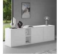 doporro Buffet Bas 180 cm Commode Meuble de Rangement Blanc Mat Suspendu ou Sur Pied Placard Salon Salle à Manger 3 Portes Schrank02