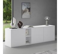 doporro Buffet Bas 180 cm Commode Meuble de Rangement Blanc Mat Suspendu ou sur Pied Placard Salon Salle à Manger 3 Portes Schrank02
