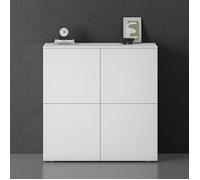 doporro Buffet Commode 100cm Meuble de Rangement Blanc Mat Placard Salon Salle à Manger 4 Portes Schrank04