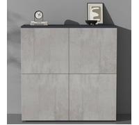 doporro Buffet Commode 100cm Meuble de Rangement Gris Noir Mat et Béton Placard Salon Salle à Manger 4 Portes Schrank04