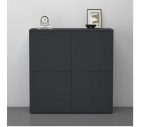 doporro Buffet Commode 100 cm Meuble de Rangement Gris Noir Mat Placard Salon Salle à Manger 4 Portes Schrank04