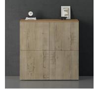 doporro Buffet Commode 100cm Meuble de Rangement Chêne Clair et Chêne Grège Placard Salon Salle à Manger 4 Portes Schrank04
