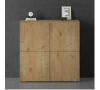 doporro Buffet Commode 100cm Meuble de Rangement Chêne Clair Placard Salon Salle à Manger 4 Portes Schrank04