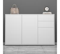 doporro Buffet Commode 120cm Meuble de Rangement Placard avec 3 Portes | Placard Salon Salle à Manger, Blanc Mat, Schrank05
