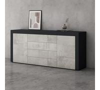 doporro Buffet Commode 167 cm Meuble de Rangement Gris Noir Mat et Béton Placard Salon Salle à Manger 2 Portes et 4 Tiroirs Schrank03