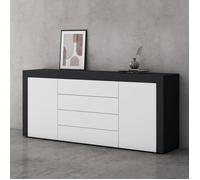 doporro Buffet Commode 167 cm Meuble de Rangement Gris Noir Mat et Blanc Mat Placard Salon Salle à Manger 2 Portes et 4 Tiroirs S3