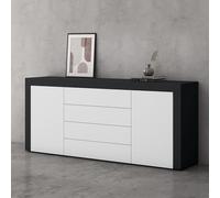 doporro Buffet Commode 167cm Meuble de Rangement Placard avec 2 Portes | Placard Salon Salle à Manger, Gris Noir Mat + Blanc Mat, Schrank03
