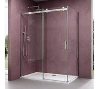 doporro Cabine de Douche 100x130 Paroi de Douche Montage Réversible avec Porte Coulissante Ravenna17 100x130x195cm Verre ESG Transparent 8mm
