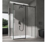 doporro Cabine de Douche en Angle 100x120x195 cm Porte Coulissante avec Receveur Blanc Verre de Sécurité Transparent Ravenna19
