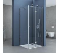 doporro Cabine de Douche en Angle Montage Réversible 80x90x190 Paroi de Douche Design Ravenna27K en Verre Transparant de 6mm