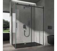 doporro Cabine de Douche en Angle 90x110x195cm Porte Coulissante Verre de Sécurité Transparent 8mm avec Revêtement NANO Ravenna19