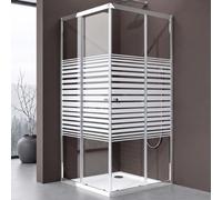 doporro Cabine de Douche en Angle Bandes Opaques 100x100cm Paroi de Douche Hauteur de 190cm Portes Coulissantes Montage Réversible Verre de Sécurité Ravenna16MS